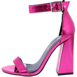 Metallic Fuchsia AnkleStrap Chunky Heels